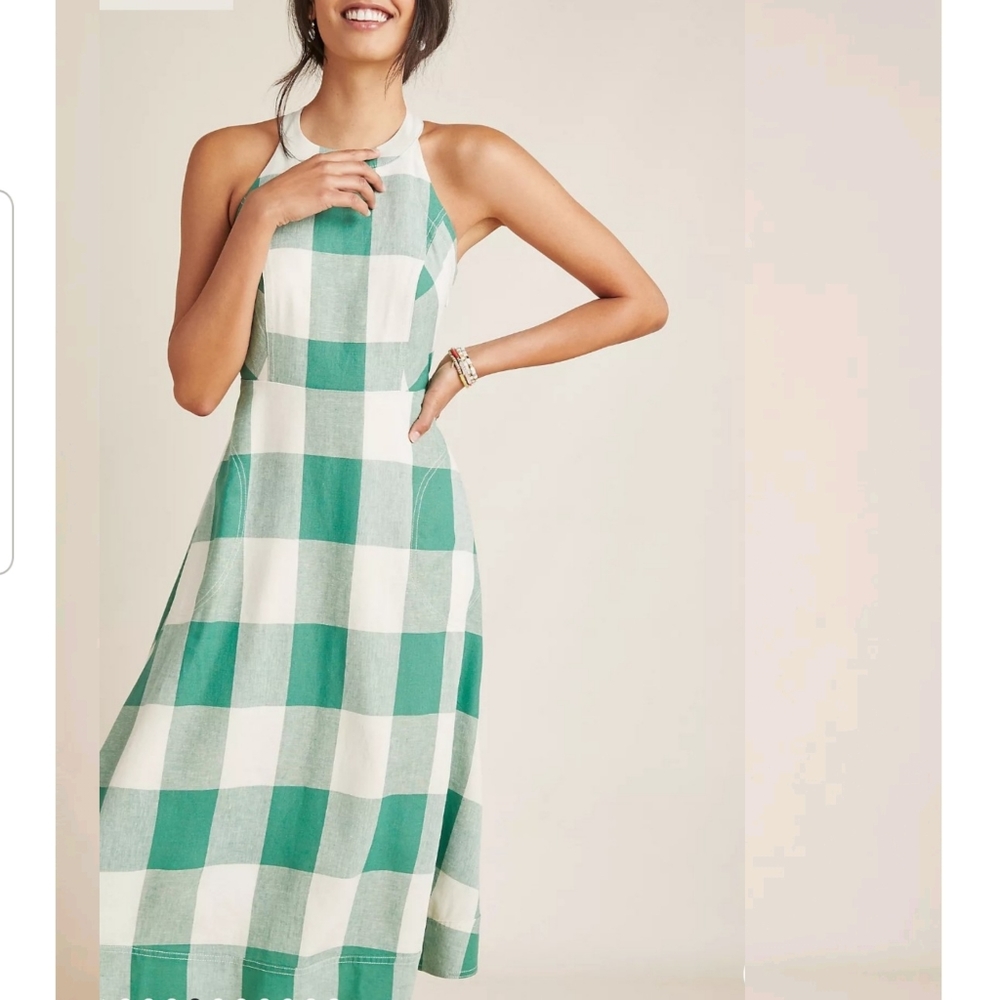 Greta Gingham Dress Green Size 4 - Picture 4 of 10